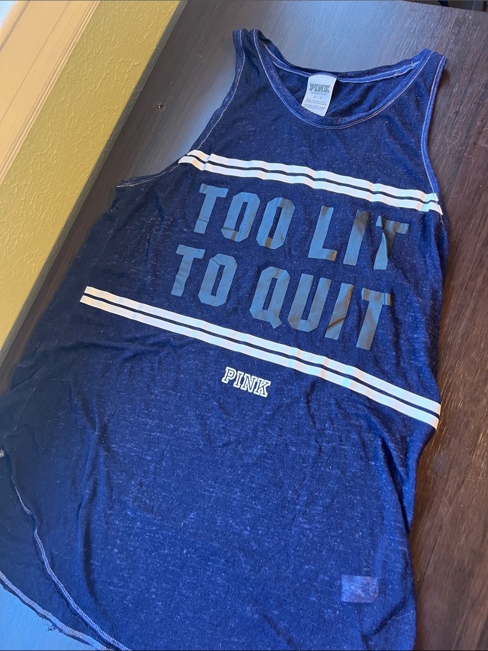 PINK Victoria's Secret Navy Tank with White Stripes